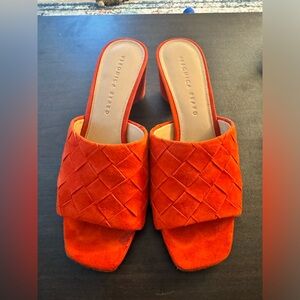 Veronica Beard Red/Orange Heeled Slides Size 7